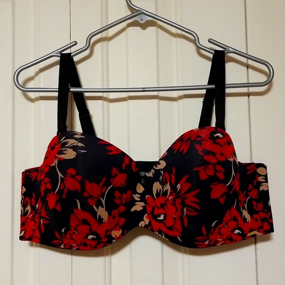 La Vie on Rose red, black and gold floral bra D40